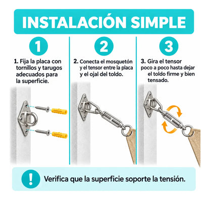 Kit Instalacion Vela Sombra Vela Anclaje Toldos Gancho 40pcs
