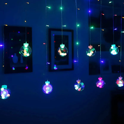 Luz Led Cascada Esferas Decorativa Navidad Guirnalda Adorno