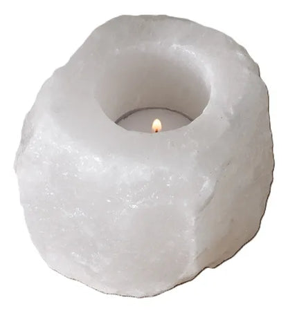 Porta Vela Sal Himalaya Rustico Candelabro Sal De Himalaya