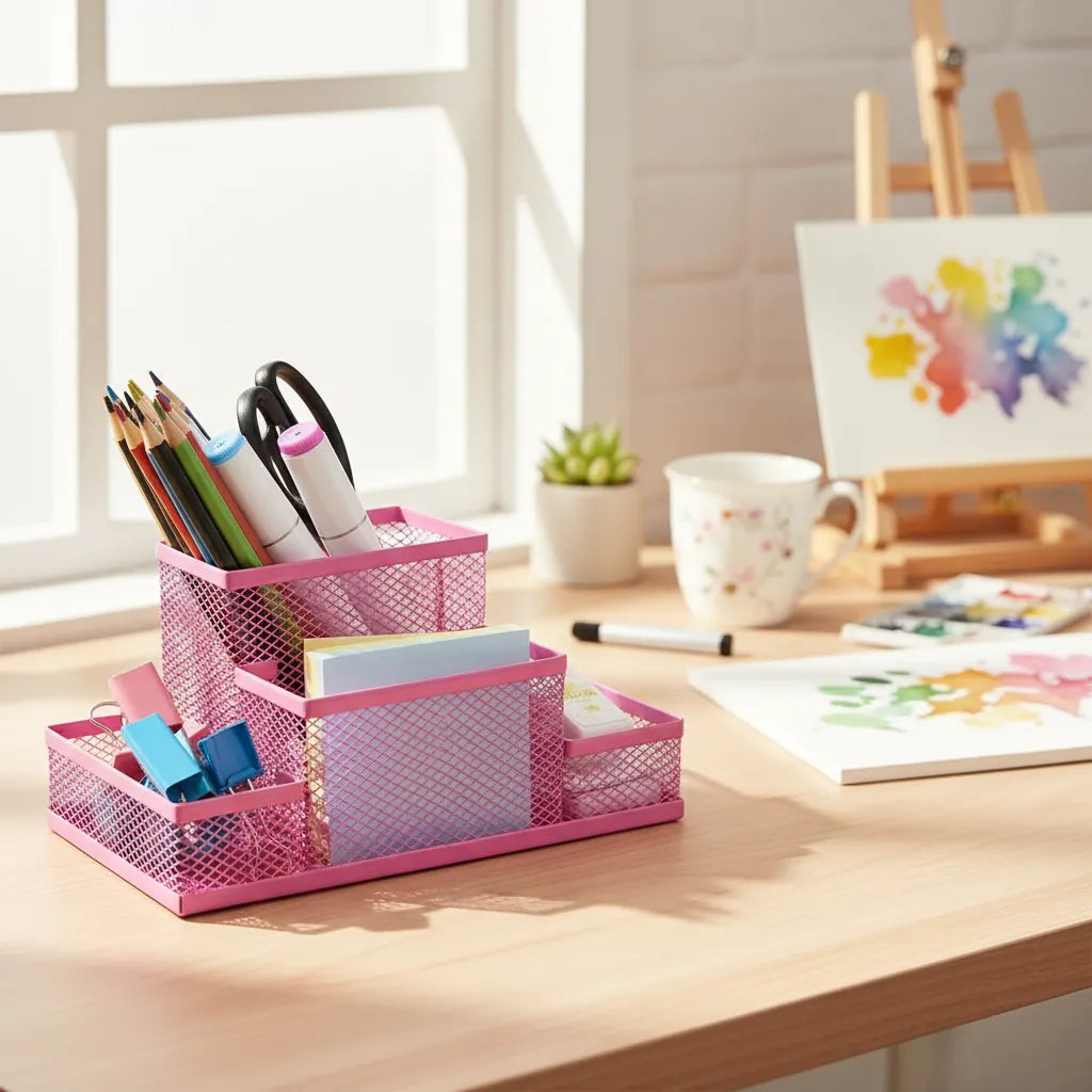 Porta Lapices Canasto Organizador Metal Multiuso Portalapiz