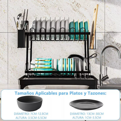 Secador Escurridor De Loza Secaplatos Inoxidable 2 Niveles