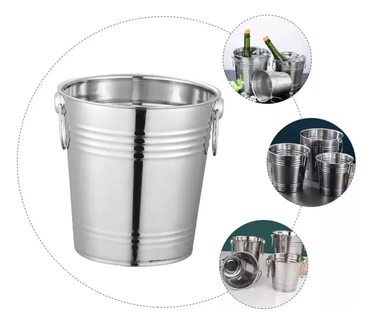 Hielera Cubetera De Acero Para Botella Latas Hielo Bar 2l