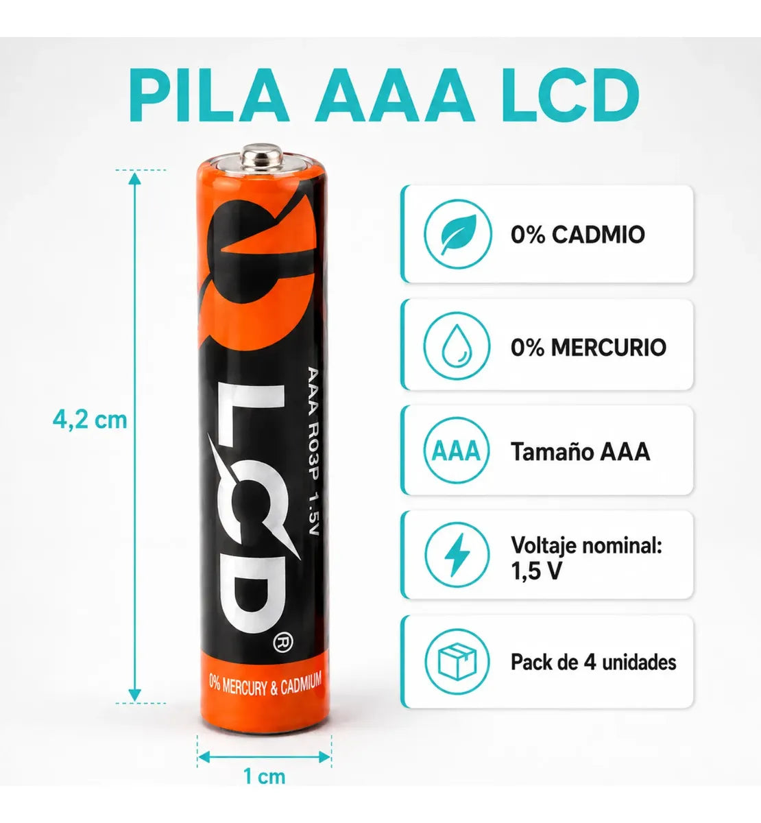 Pack X4 Bateria Lcd Aaa Pilas Triple A Baterias Lcd 1.5v