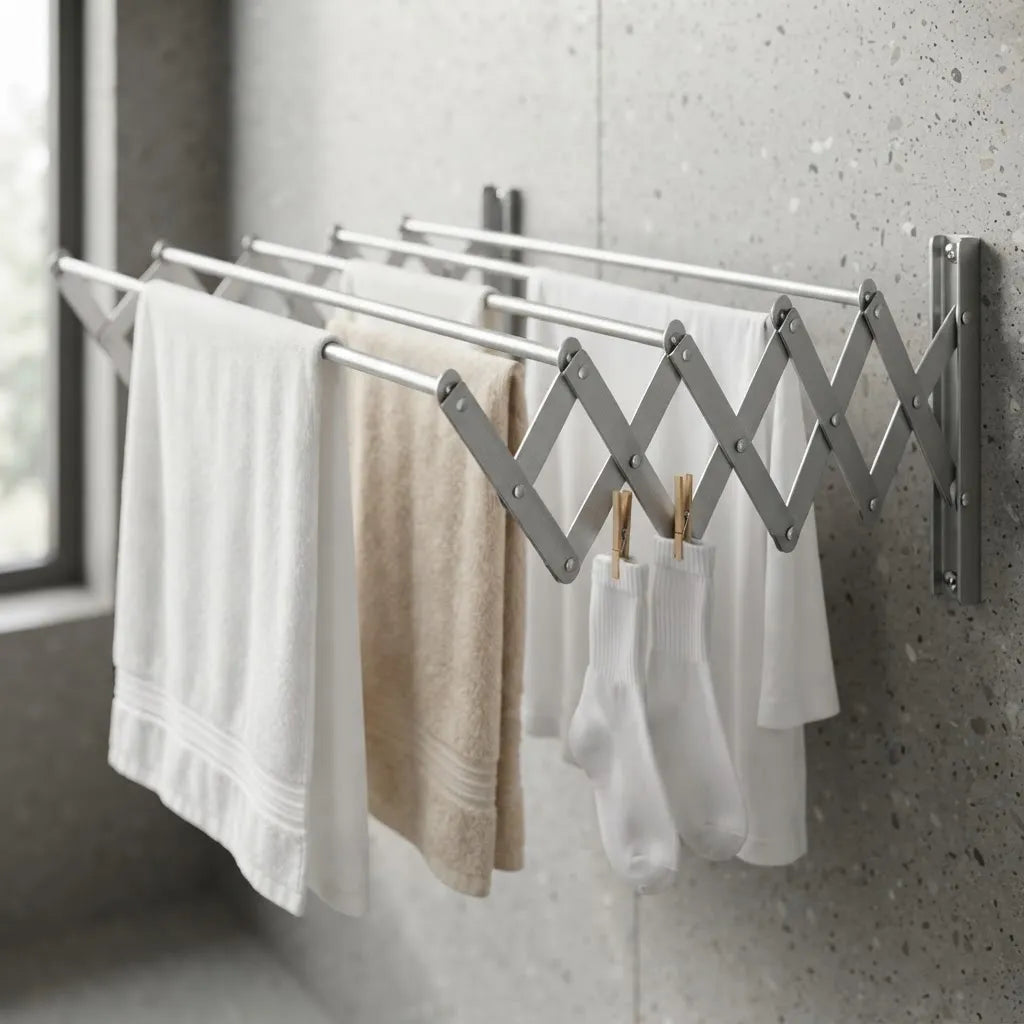 Tendedero De Ropa Plegable Retractil Pared Extensible 80cm