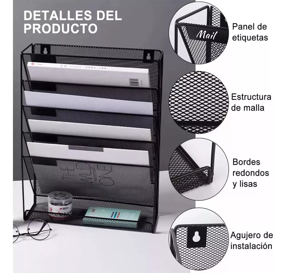 Organizador De Pared De 6 Niveles Archivos Colgantes Metal