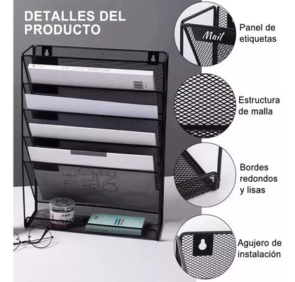 Organizador De Pared De 6 Niveles Archivos Colgantes Metal