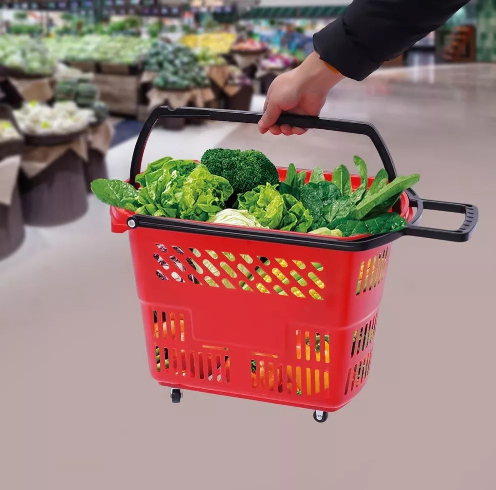 Canasto De Supermercado Cesta Plastica Autoservicio C/ruedas