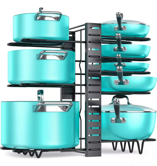 Organizador Ajustable 8 Niveles Para Ollas Sartenes Y Tapas