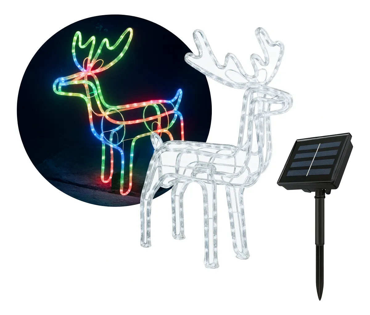 Reno Navideño Led Solar Decoración Navidad Exterior 85cm