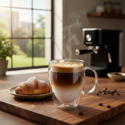 Taza Espresso Doble Vidrio 400ml Termica Cafe