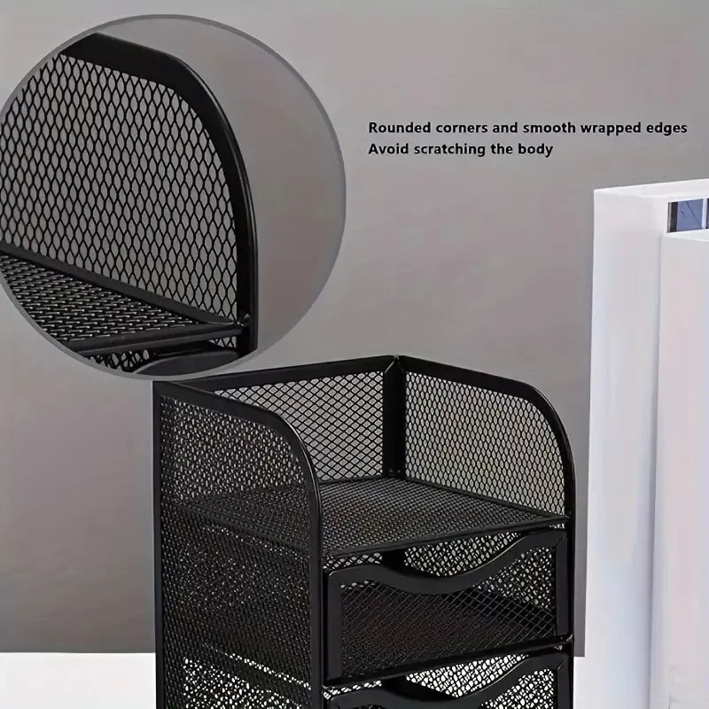 Organizador Escritorio Canasta Metal Almacenamiento 4niveles