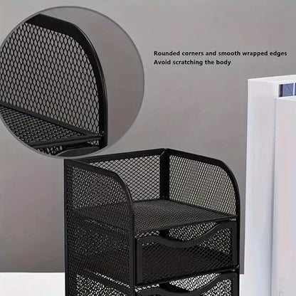 Organizador Escritorio Canasta Metal Almacenamiento 4niveles