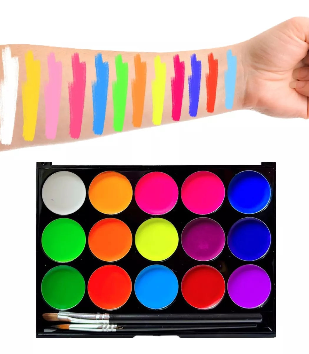 Paleta Maquillaje Pintura Facial Uv Pinta Carita 15color