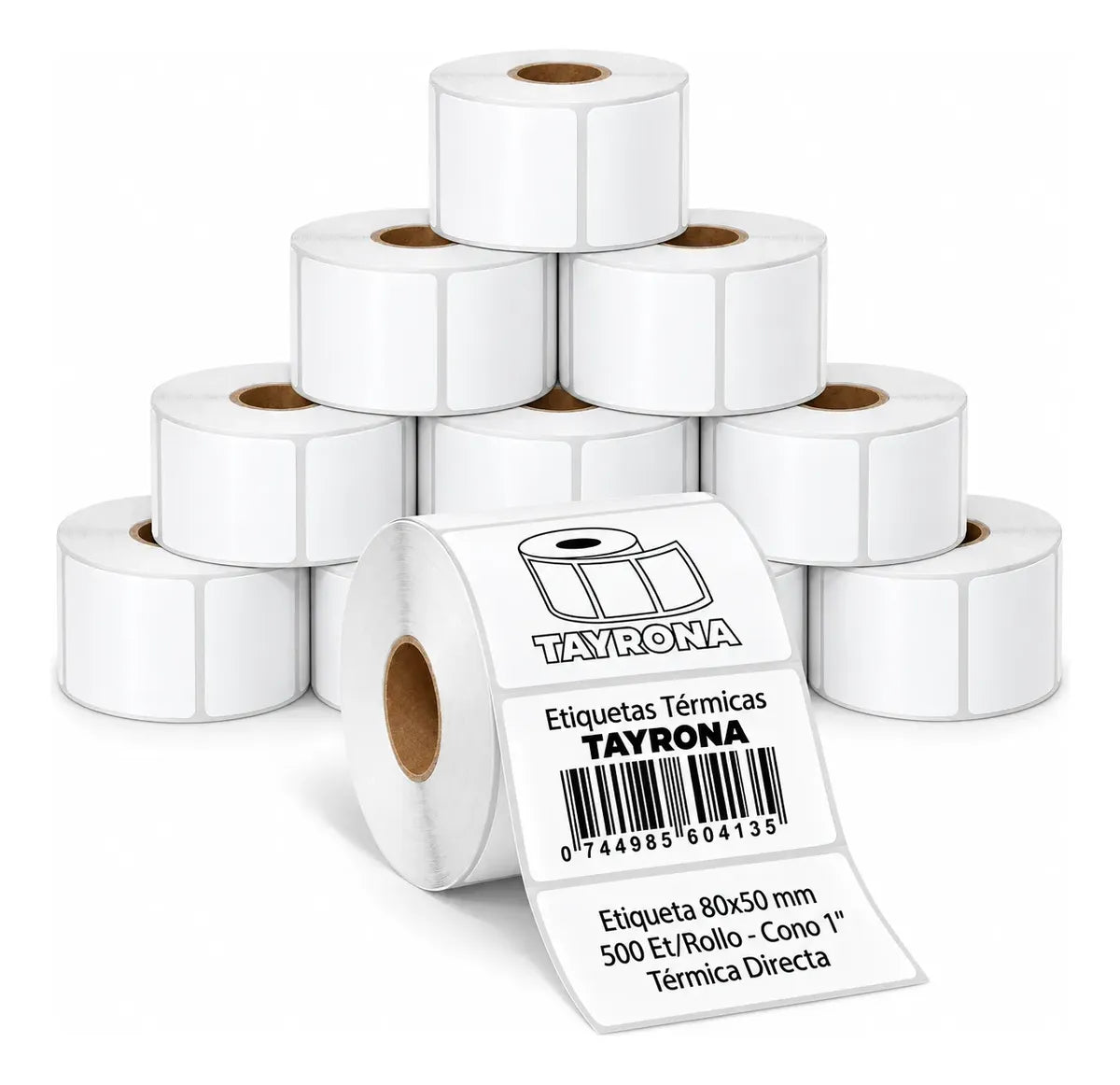 X10 Etiquetas Térmicas Autoadhesivas 80x50mm Rollo 500 Unidades