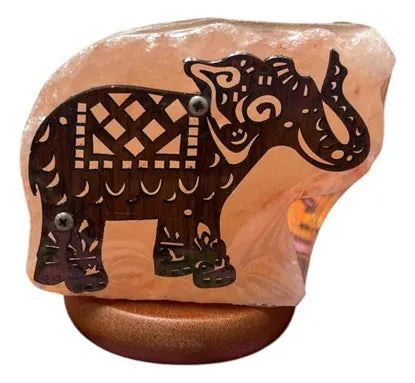 Lampara De Sal Del Himalaya Luz Multicolor Elefante Rgb