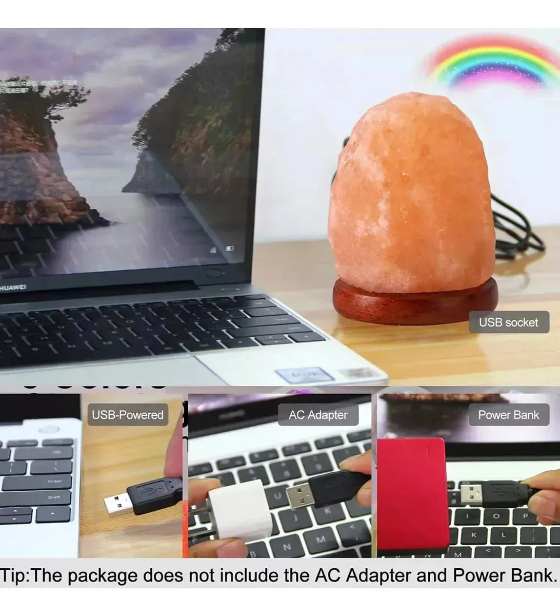 Lampara De Sal Del Himalaya Luz Multicolor Decorativa Rgb