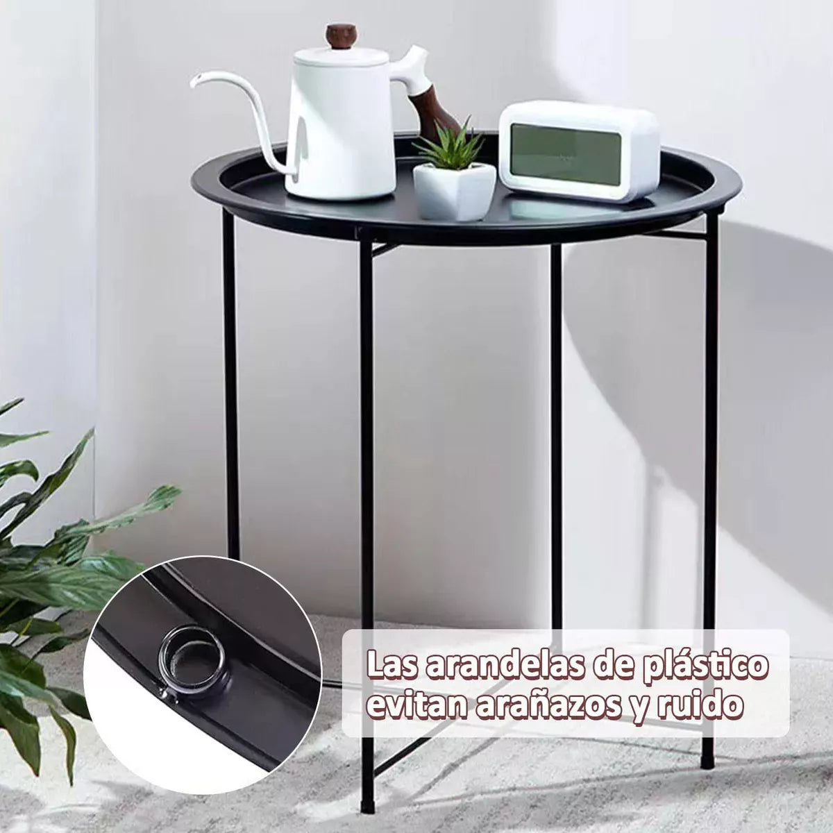 Mesa De Centro Redonda Metal Mesa Auxiliar Metalica Plegable