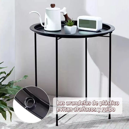 Mesa De Centro Redonda Metal Mesa Auxiliar Metalica Plegable