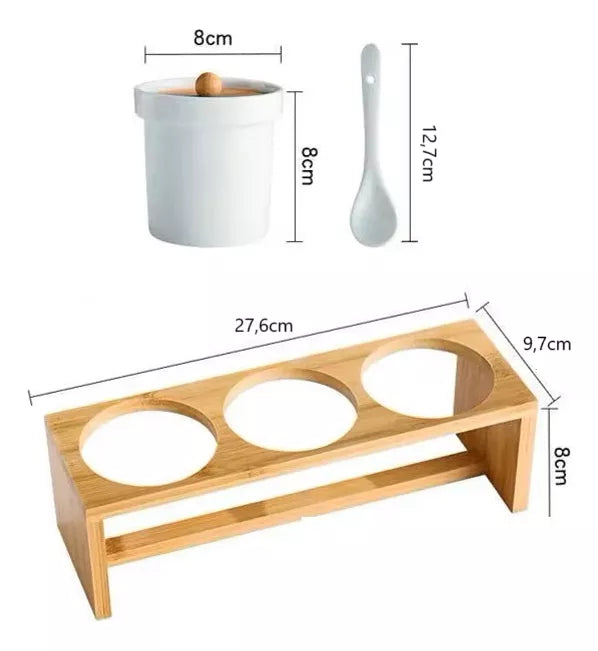 Set X3 Recipientes Condimentero Cocina Contenedores Ceramica