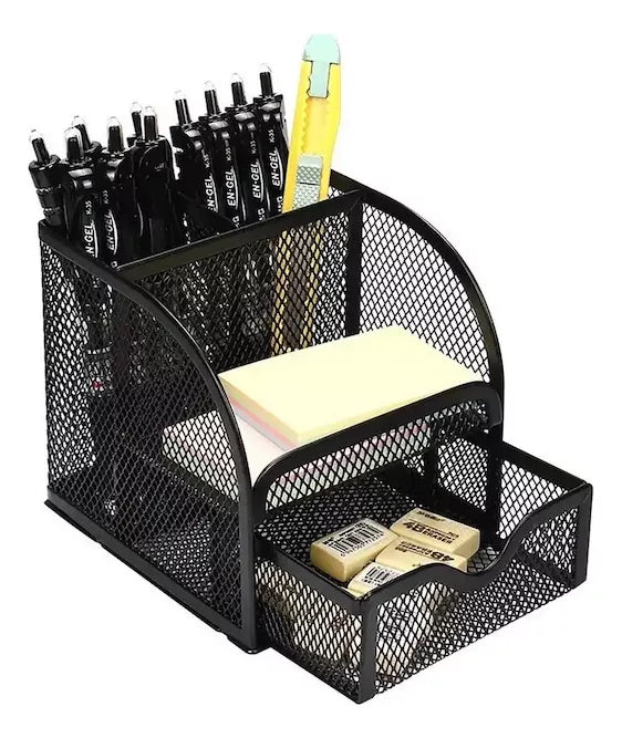 Porta Lapices Organizador Oficina Escritorio Canasta Metal
