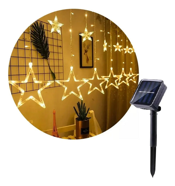 Guirnalda Cascada Luces Solar Navidad Exterior 120led 3mts