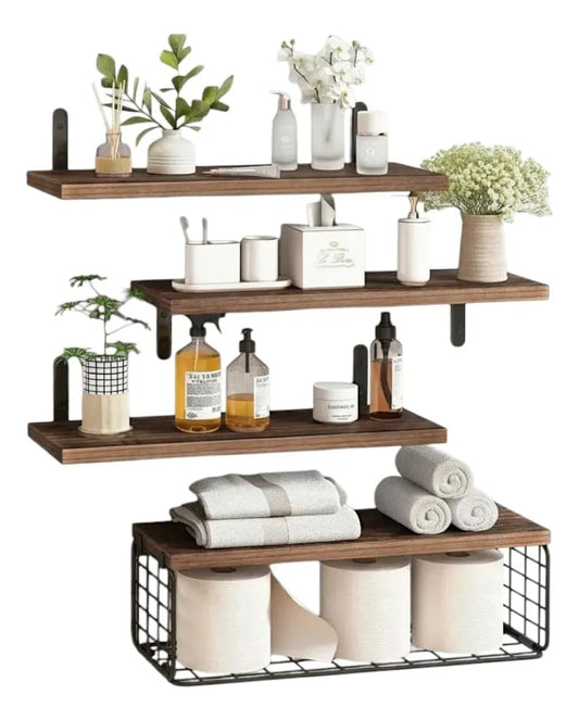 Repisa Flotante Multifuncional Madera Decorativa 4 Niveles