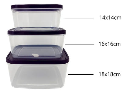 Set X3 Taper Rectangular Potes Plasticos Contenedores Comida