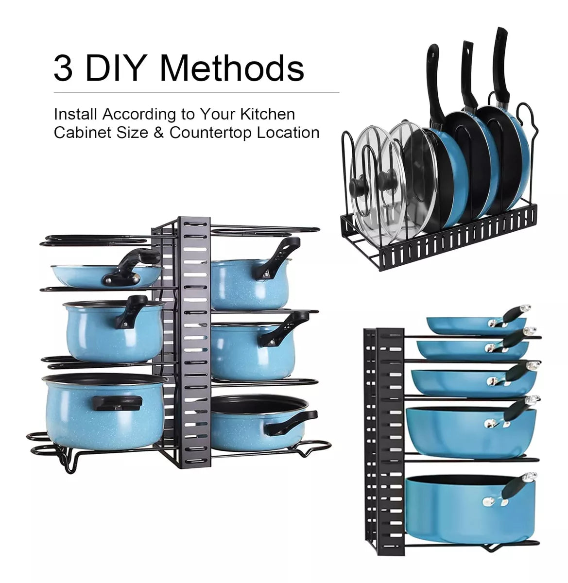 Organizador Ajustable 8 Niveles Para Ollas Sartenes Y Tapas