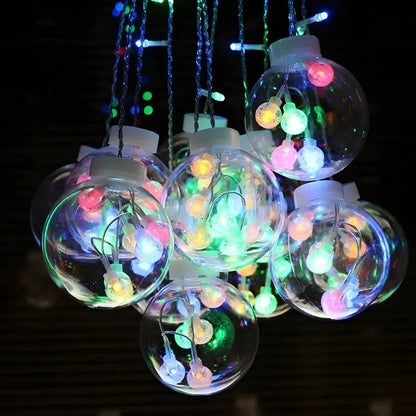 Luz Led Cascada Esferas Decorativa Navidad Guirnalda Adorno