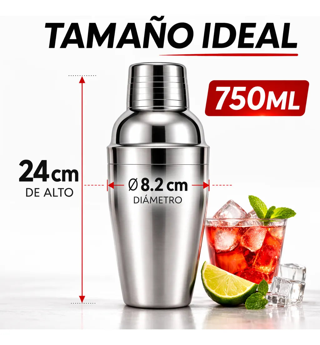 Coctelera Profesional Acero Inoxidable 750ml Bartender