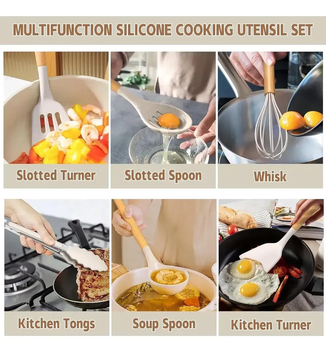 Set X12 Utensilios De Cocina Antiadherentes
