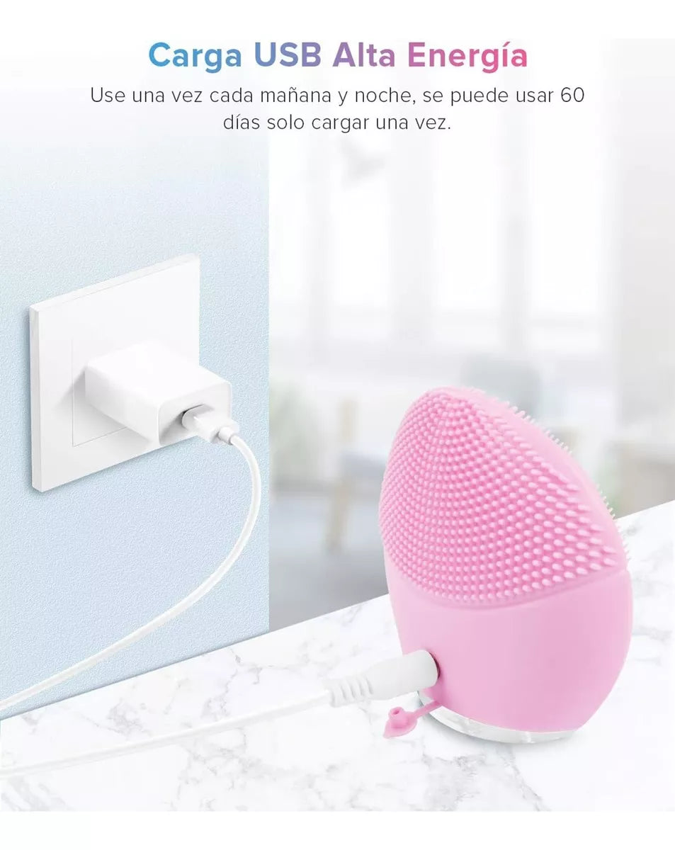 Cepillo Limpiador Exfoliador Masajeador Facial Recargable