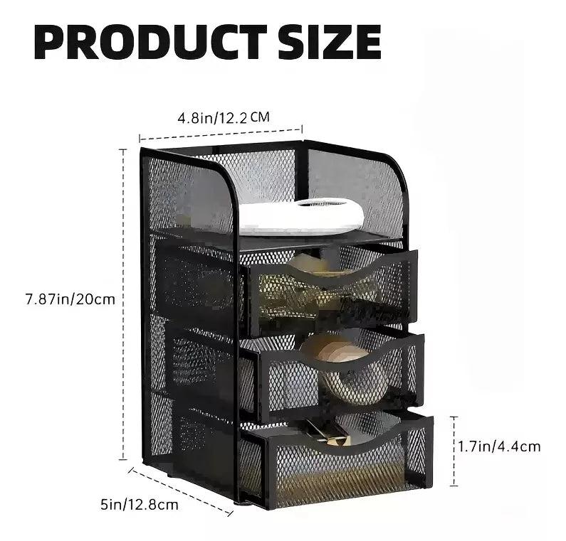 Organizador Escritorio Canasta Metal Almacenamiento 4niveles