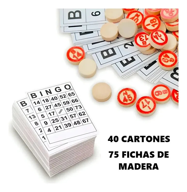 Bingo Clasico De Madera Loto Bolsa Juego De Loteria Numeros