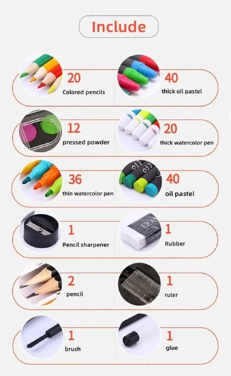 Set Para Pintar Lapices Colores Set Arte Set De Dibujo 180pcs