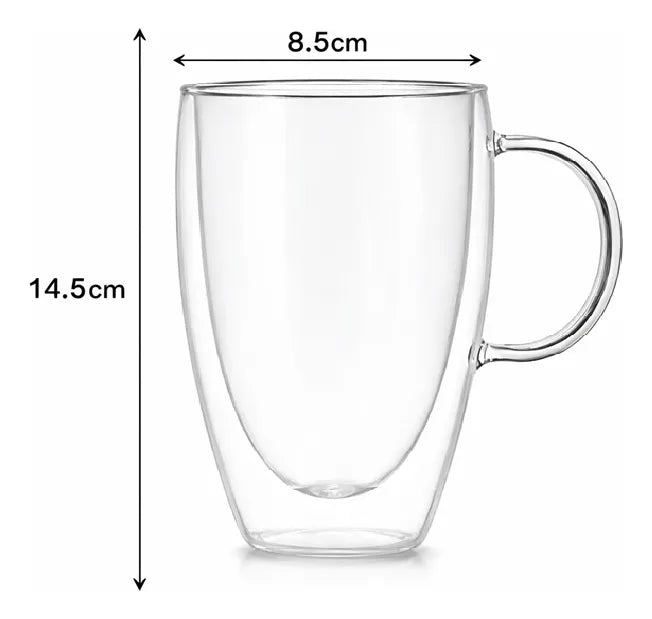 Taza Espresso Doble Vidrio 400ml Termica Cafe