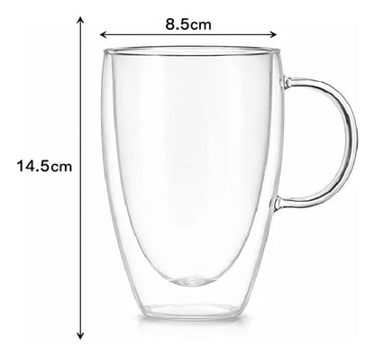 Taza Espresso Doble Vidrio 400ml Termica Cafe