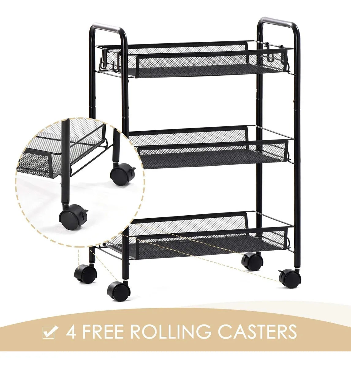 Carrito Carro Organizador Ruedas Multiuso Metal 3 Niveles