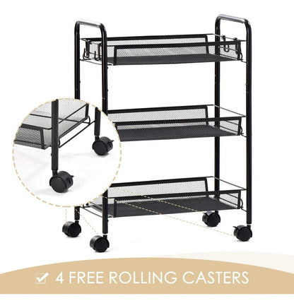 Carrito Carro Organizador Ruedas Multiuso Metal 3 Niveles