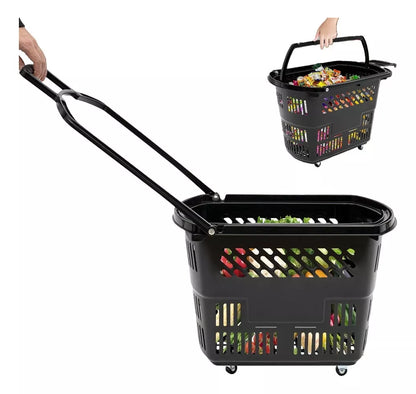 Canasto De Supermercado Cesta Plastica Autoservicio C/ruedas