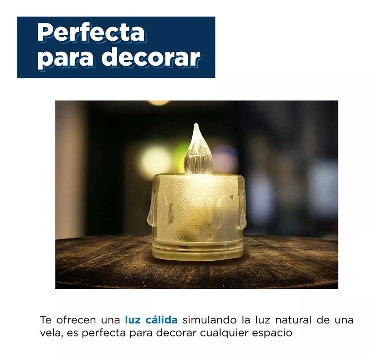 Pack 24 Velas Led Efecto Llama Velas Led A Pila Decorativas 3x3,6cm