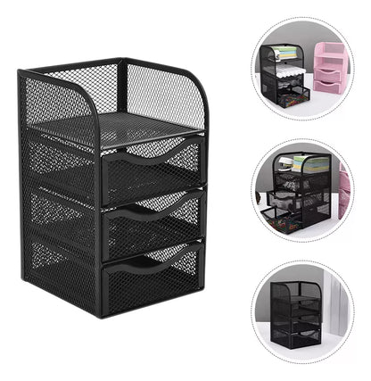 Organizador Escritorio Canasta Metal Almacenamiento 4niveles