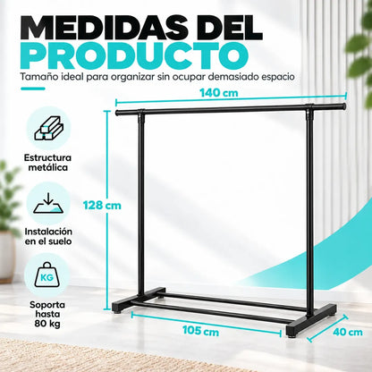 Perchero Organizador De Ropa Metalico Colgador Exhibidor