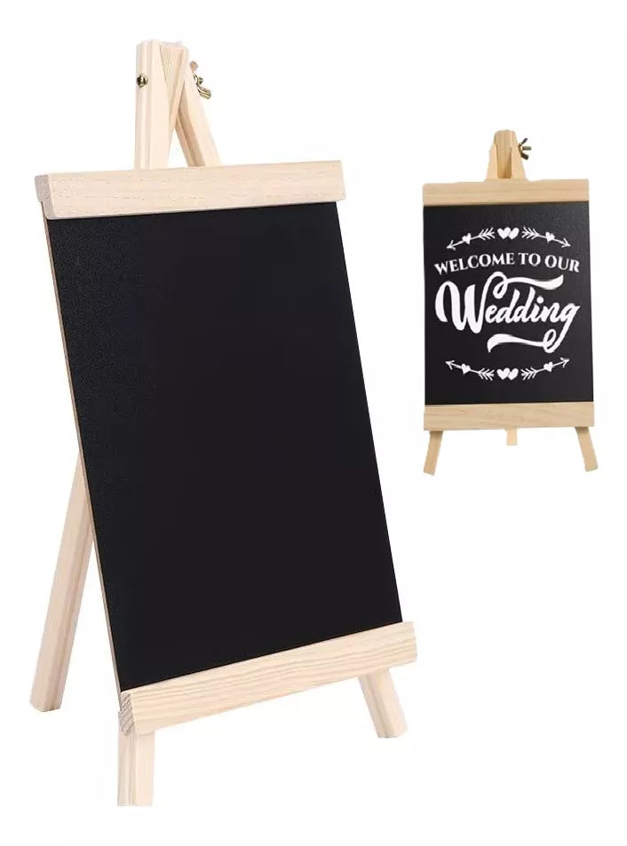 Pizarra Negra De Tiza Marco Atril Madera Publicidad 25x48cm