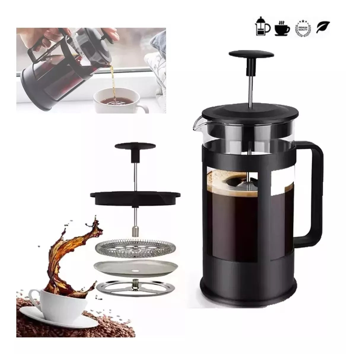 Prensa Francesa Cafetera Francesa Manual Cafe Te Mate 350ml