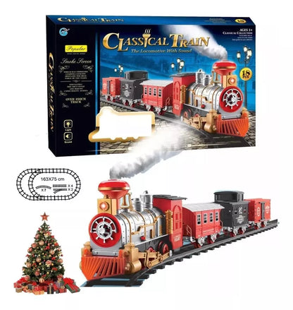Tren Juguete Juguetes Tren Electrico Humo Para Navidad 18pcs