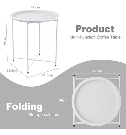 Mesa De Centro Redonda Metal Mesa Auxiliar Metalica Plegable