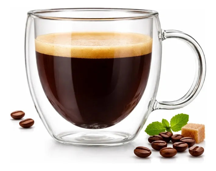 Taza Espresso Doble Vidrio 250ml Termica Cafe Transparente