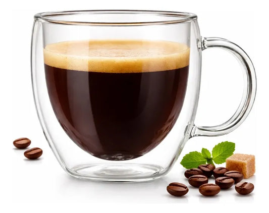 Taza Espresso Doble Vidrio 250ml Termica Cafe Transparente