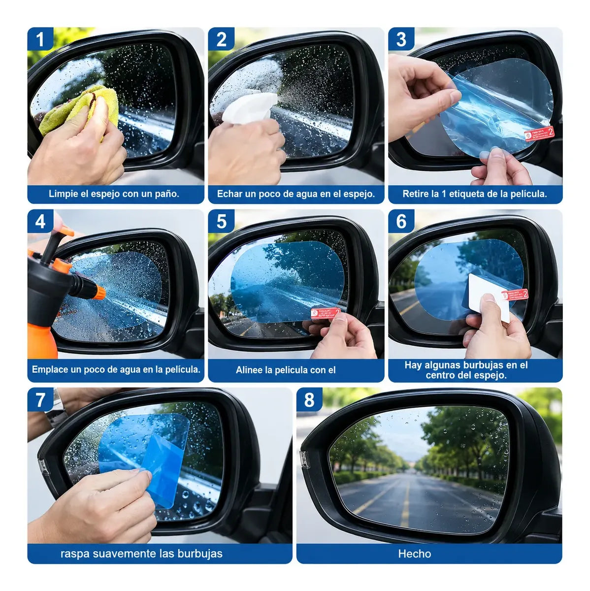 Laminas Antiempañantes Espejo Retrovisor Adhesiva 10x15cm